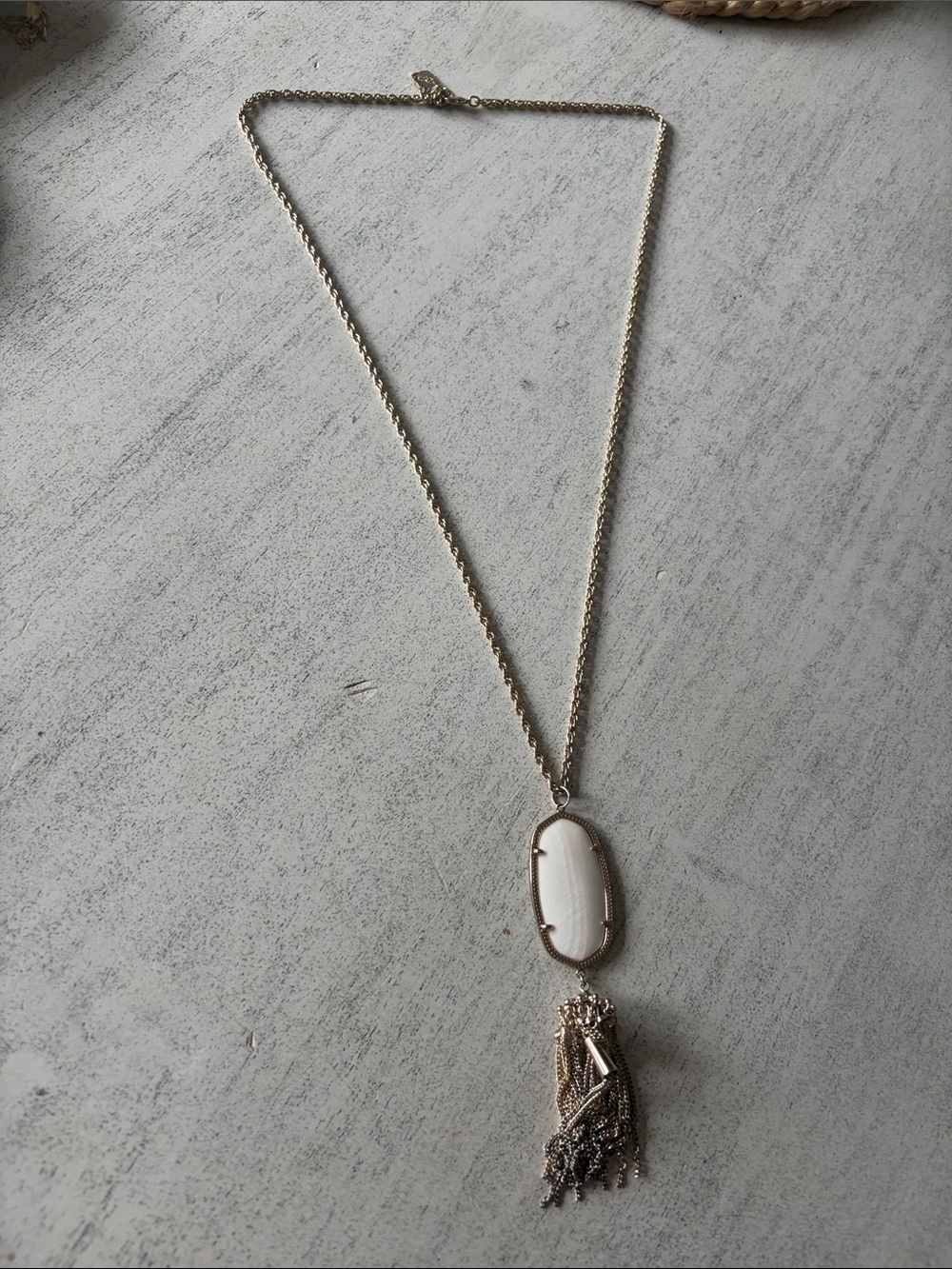 Kendra Scott Rayne  White Stone Tassel Pendant Necklace - Women Jewelry